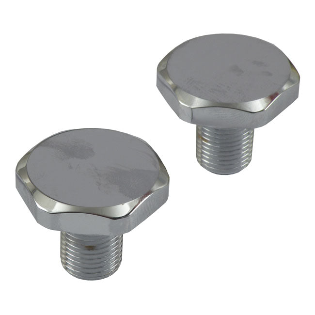 Harley Davidson 41mm Fork Tube Cap Bolts. Chrome. FL; FXWG; FLT; Softail; FXDWG BC38285