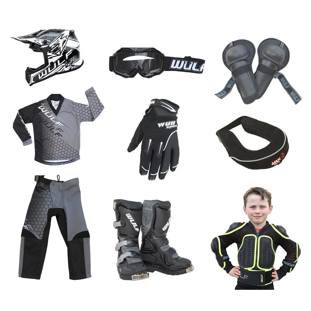 Kids MX Wulfsport 2025 CONNECT Motocross Ultra Complete Set Black #7