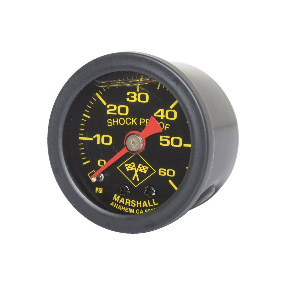 Marshall Harley Davidson Oil Pressure Gauge, 0-60 PSI. Black Housing BC43982