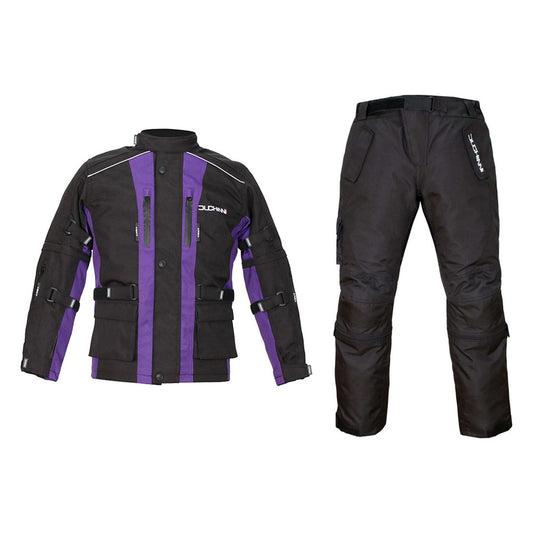 Duchinni Kids Textile Motorcycle Jago Jacket & Imola Trouser Bundle Kit Purple / Black