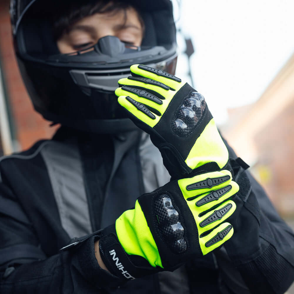 Duchinni Kids Youth Motorcycle MX Jago Textile & Synthetic Leather Gloves Black / Yellow