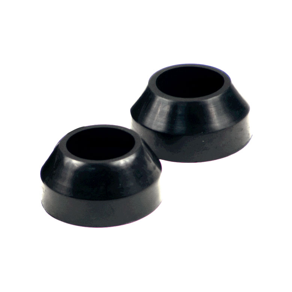 Two black rubber fork boots designed for 41mm fork tubes, typically used on Harley Davidson motorcycles.