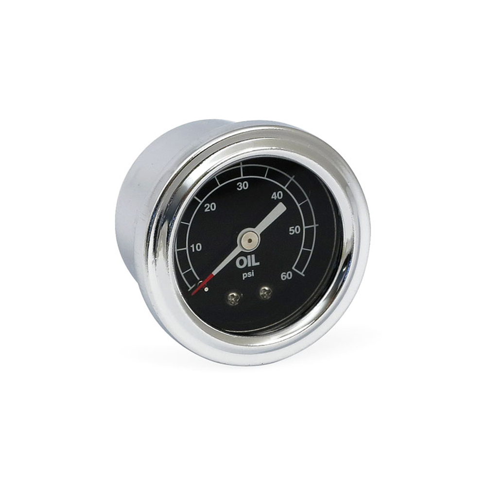 Harley Davidson Oil Pressure Gauge, Liquid Filled 0-60 PSI, 1/8" NPT Threaded BC40828