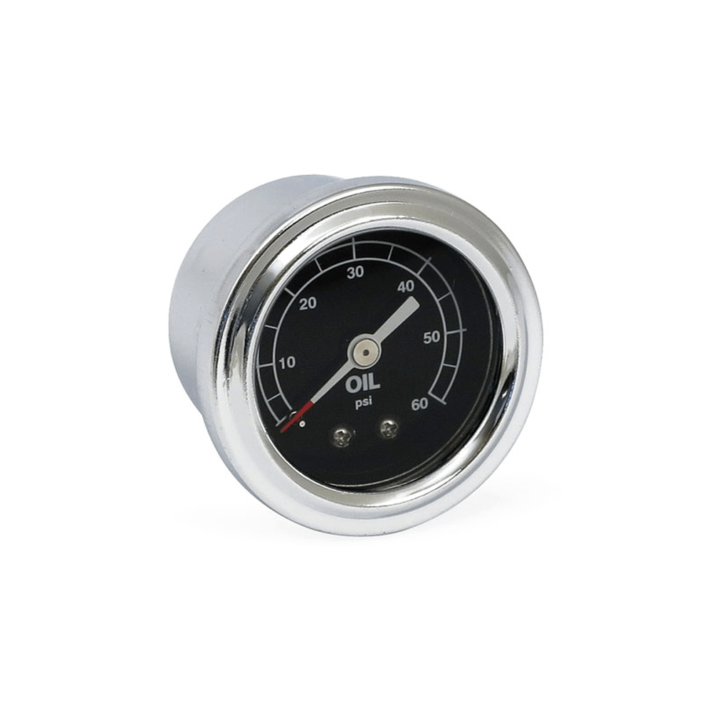 Harley Davidson Oil Pressure Gauge, Liquid Filled 0-60 PSI, 1/8" NPT Threaded BC40828
