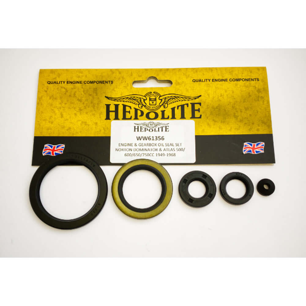 Hepolite Norton Dominator & Atlas 49-68 Engine and Gearbox Oil Seal Kit. BC43490