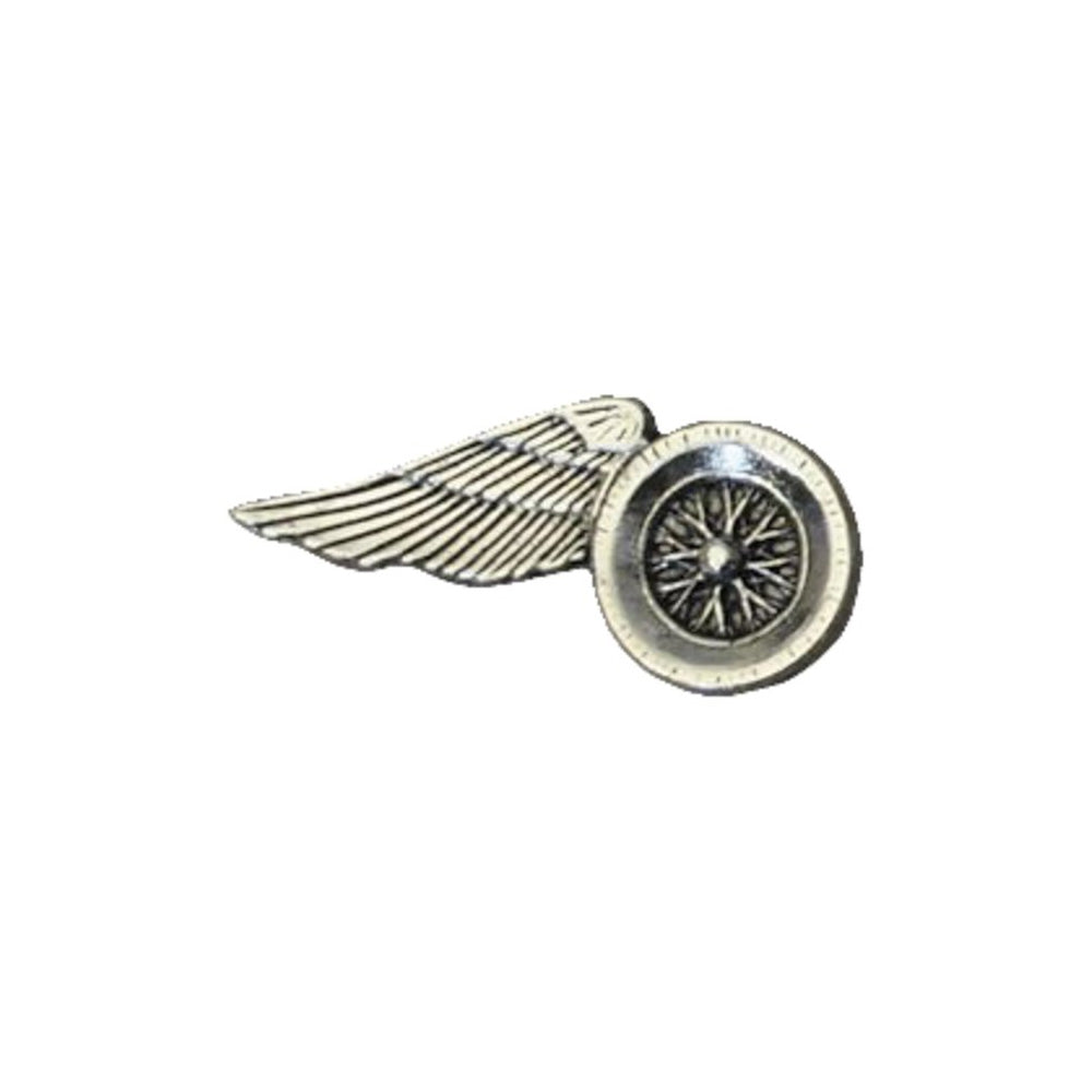 1 Biker Large Wing Wheel Motorcycle Pin Badge Silver & Black BC43898