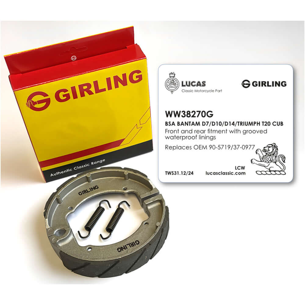 Girling Brake Shoes Front & Rear Triumph Tiger T20 Cubs & BSA Bantam Waterproof BC43941