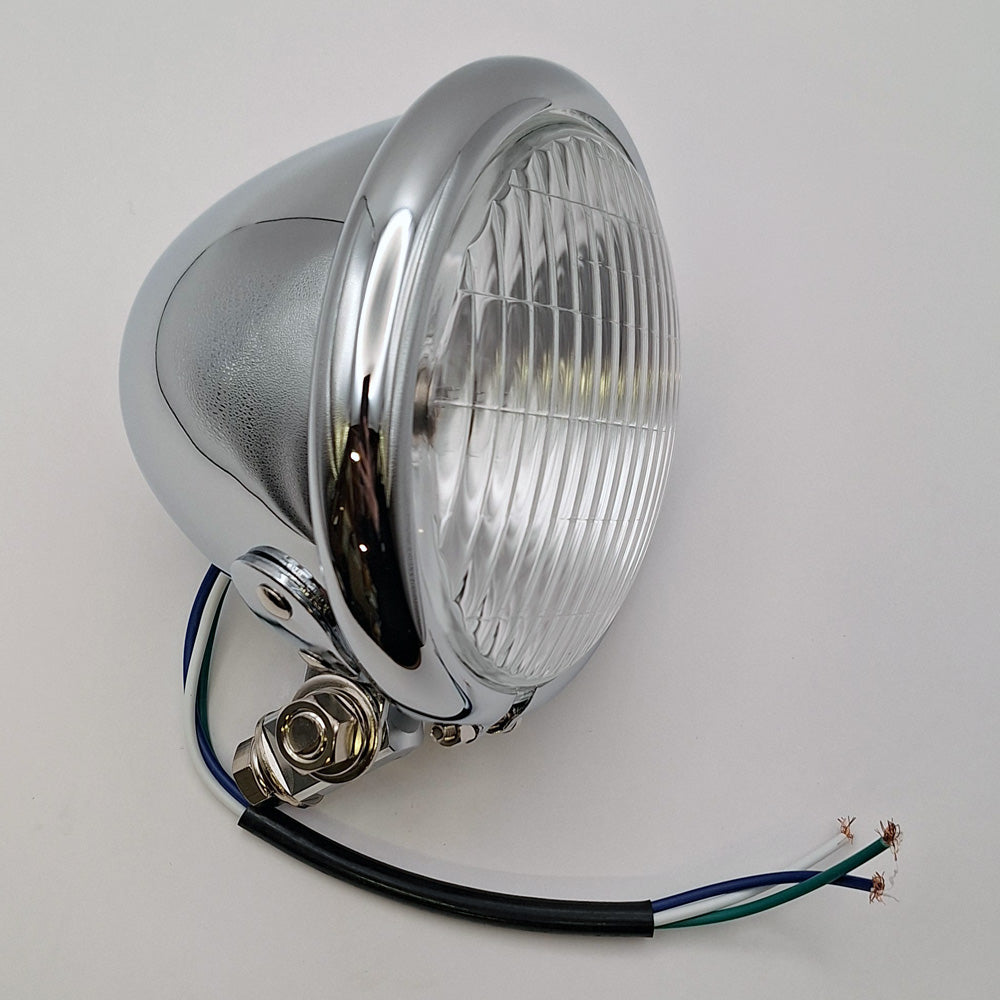 Replica Bates Style Chrome Headlamp Assembly - 4½" . 12V 35/35W BC44016