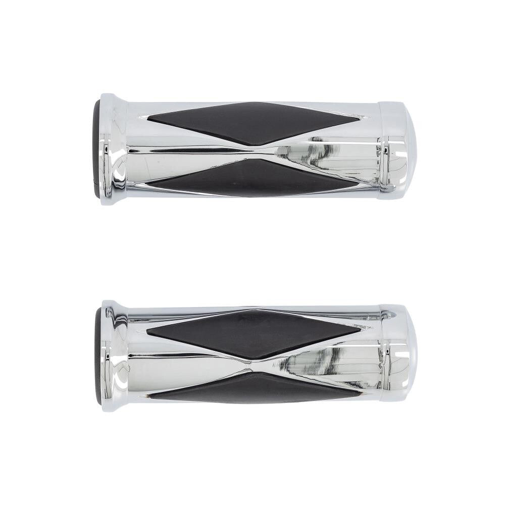 Highway Hawk Harley Davidson 7/8" Diamond Grip Set Chrome / Black BC963