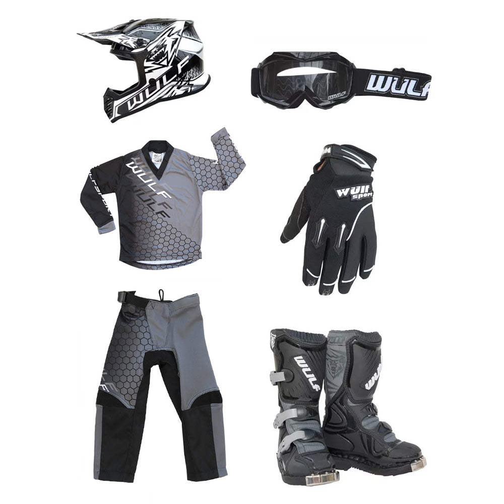 Kids MX Wulfsport 2025 CONNECT Motocross Black Mega Set #12