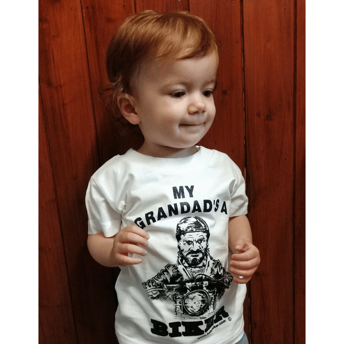 Baby Biker - My Grandad's A Biker - Kids' Toddler Baby White T-Shirt