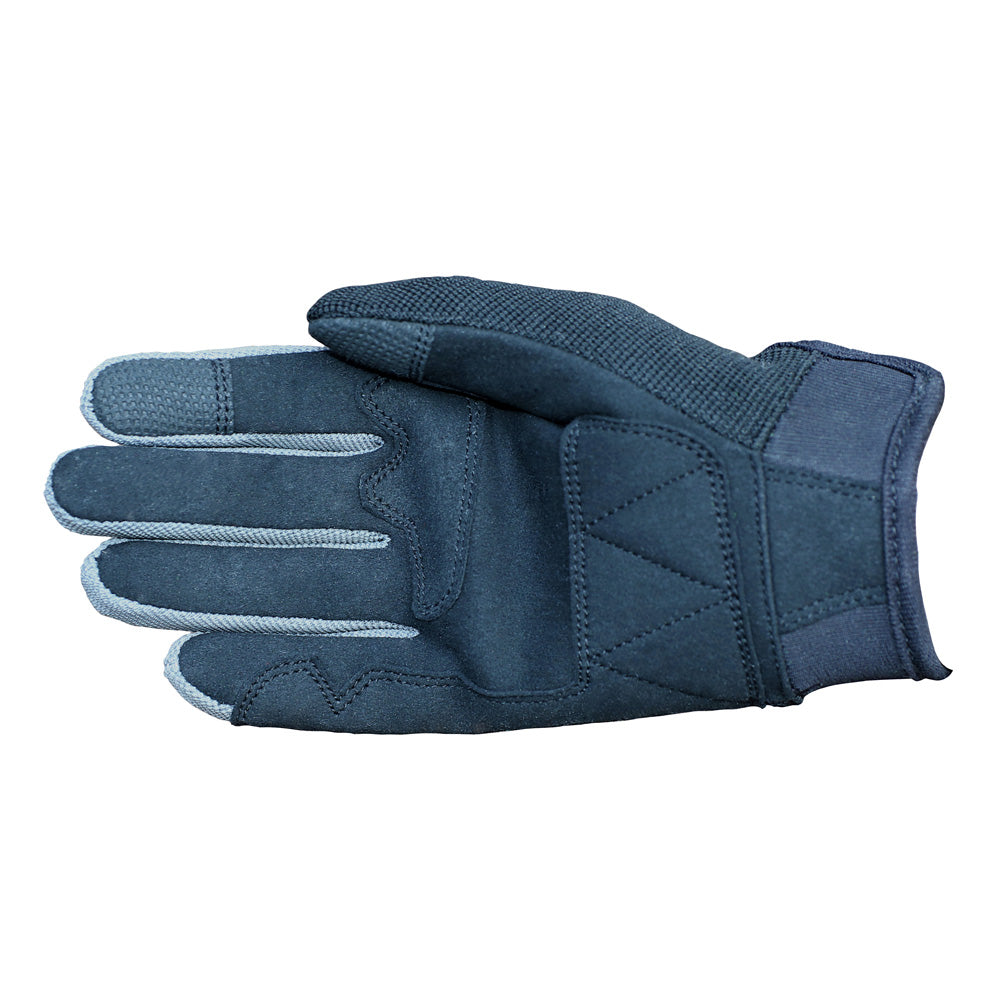 Duchinni Kids Youth Motorcycle Textile Grid Gloves - Black / Gunmetal Grey