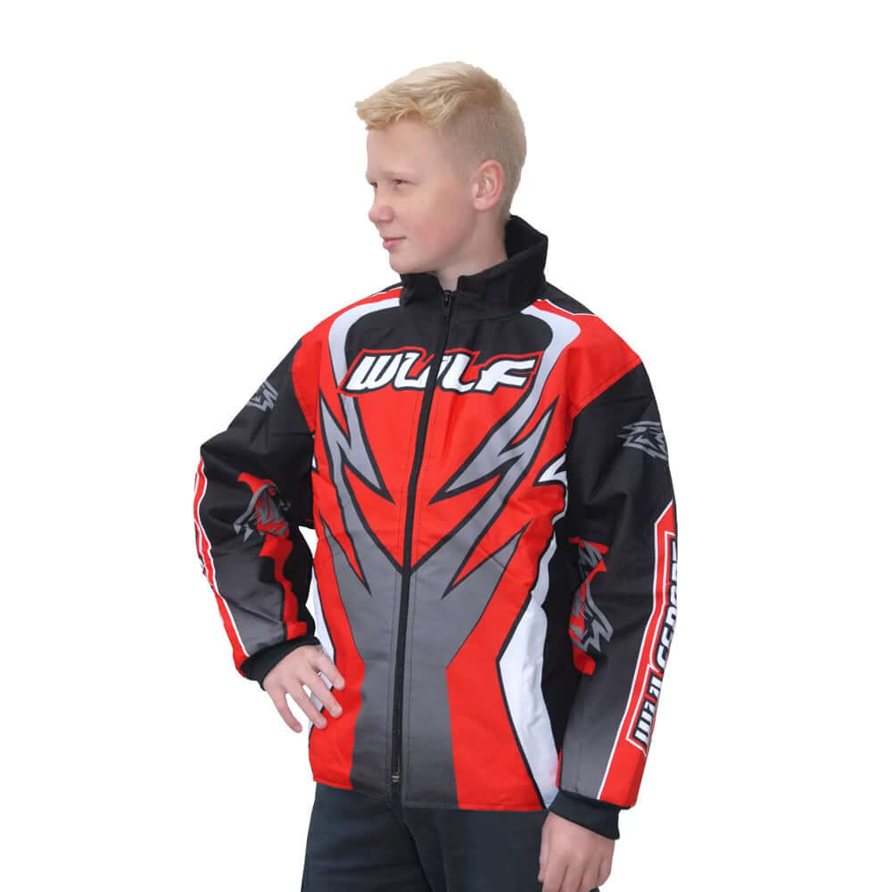 Kids Wulfsport Quad Karting Motocross Children Wulf MX Attack Ride Jacket Red