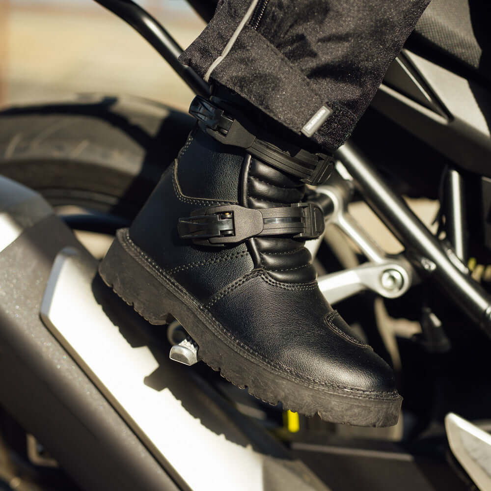 Duchinni Kids Youth Switch Motorcycle Black Leather Boots