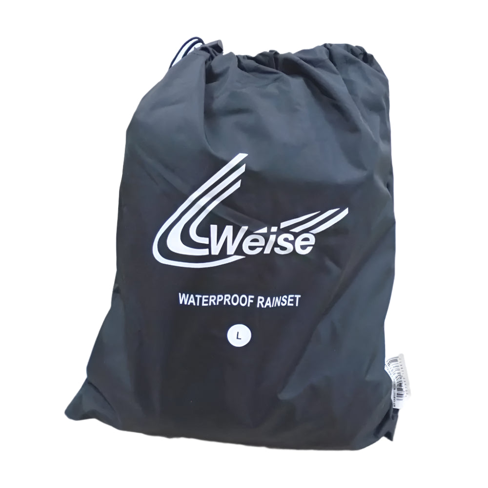 Weise Adults Black Motorcycle Waterproof 2 Piece Set Rain Over Jacket & Trousers