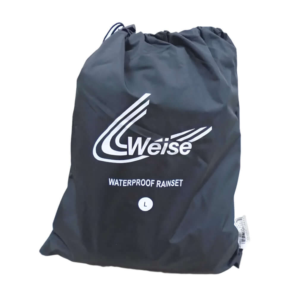 Weise Adults Black Motorcycle Waterproof 2 Piece Set Rain Over Jacket & Trousers