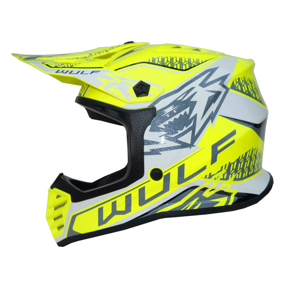 Kids Wulfsport MX Quad Motocross Overall & Helmet Yellow Set #O2