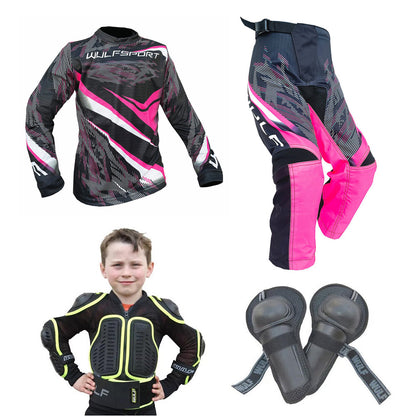 Kids MX Wulfsport 2026 WARHAMMER Motocross Shirt, Pant, Armour Pink Set #10