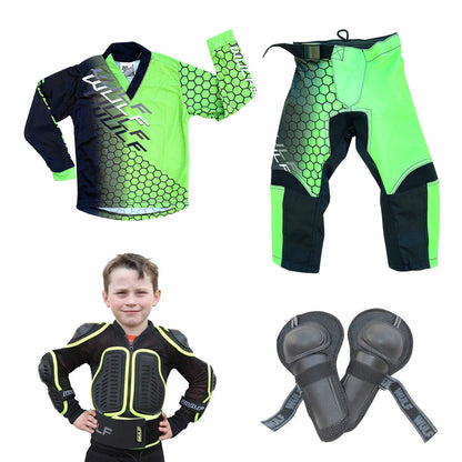 Kids MX Wulfsport 2025 CONNECT Motocross Shirt, Pant, Armour Green Set #10