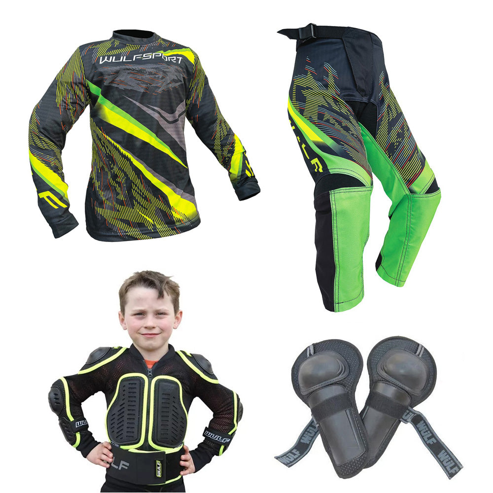 Kids MX Wulfsport 2026 WARHAMMER Motocross Shirt, Pant, Armour Green Set #10