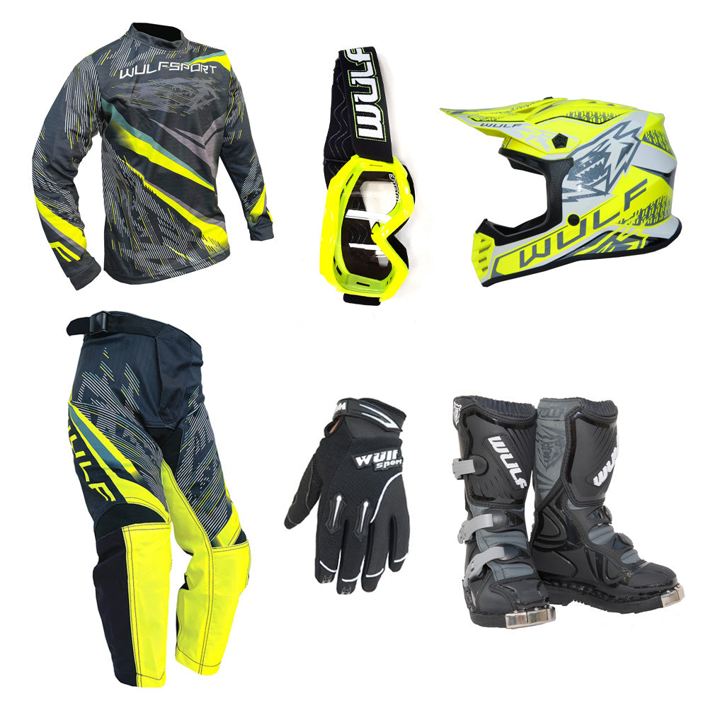 Kids MX Wulfsport 2026 WARHAMMER Motocross Yellow Mega Set #12