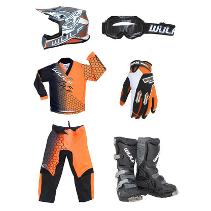 Kids MX Wulfsport 2025 CONNECT Motocross Orange Mega Set #12