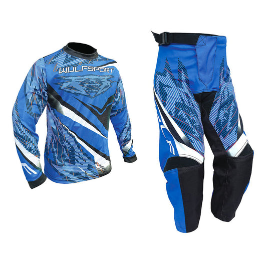 Kids MX Wulfsport 2026 WARHAMMER Motocross Shirt Pant Trouser Blue Set #1
