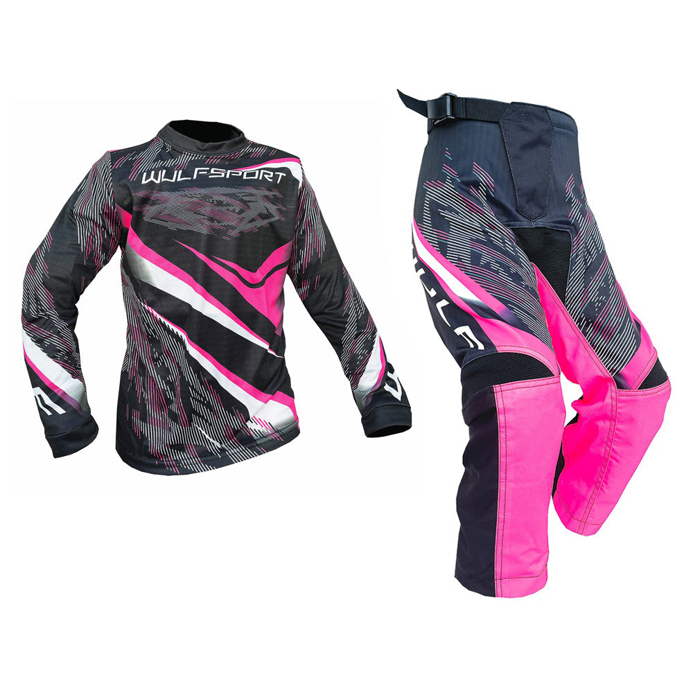 Kids MX Wulfsport 2026 WARHAMMER Motocross Shirt Pant Trouser Pink Set #1