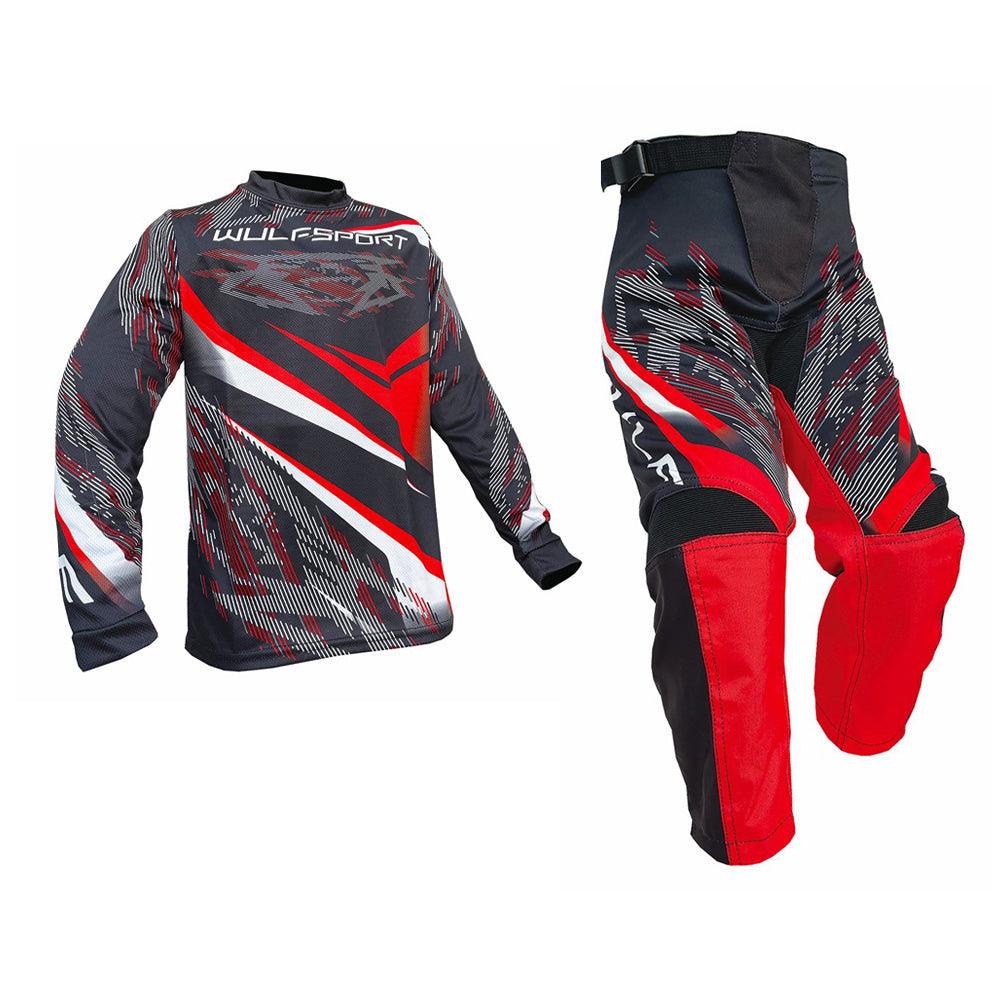 Kids MX Wulfsport 2026 WARHAMMER Motocross Shirt Pant Trouser Red Set #1