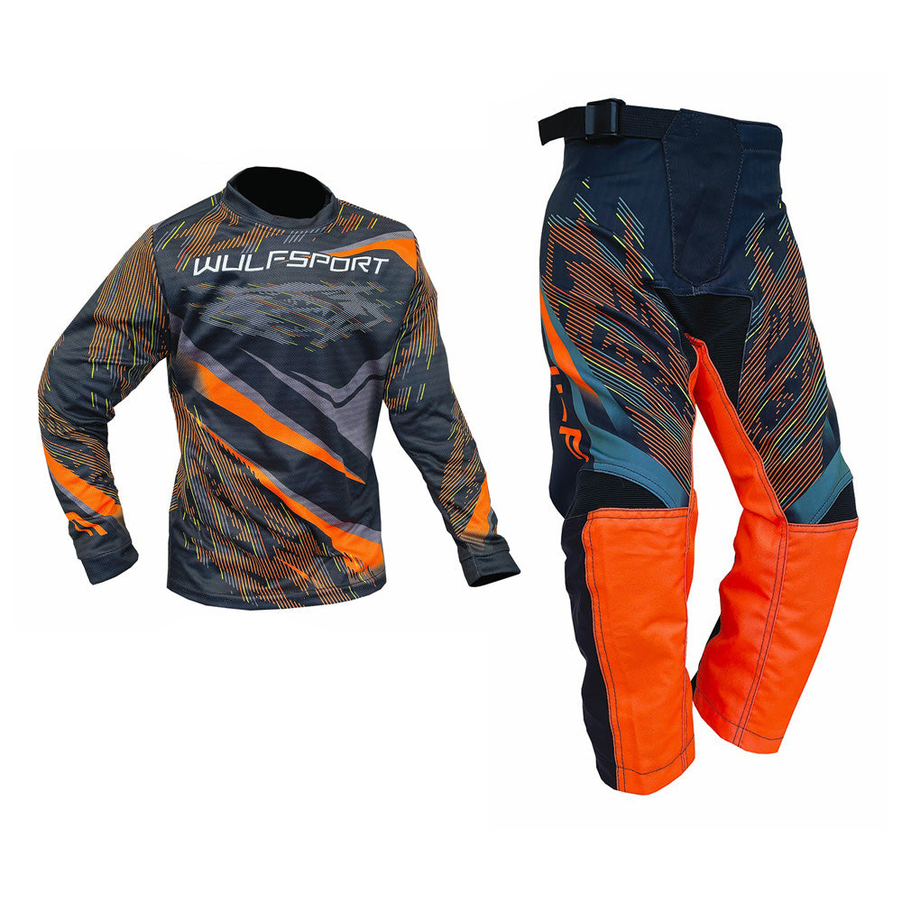 Kids MX Wulfsport 2026 WARHAMMER Motocross Shirt Pant Trouser Orange Set #1