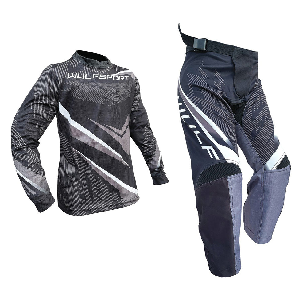 Kids MX Wulfsport 2026 WARHAMMER Motocross Shirt Pant Trouser Black Set #1
