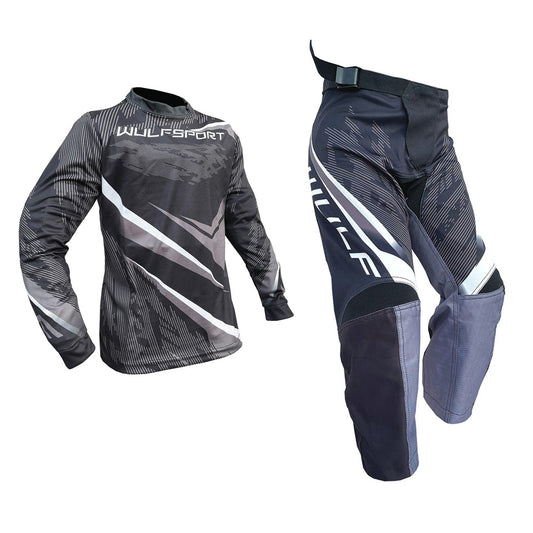 Kids MX Wulfsport 2026 WARHAMMER Motocross Shirt Pant Trouser Black Set #1