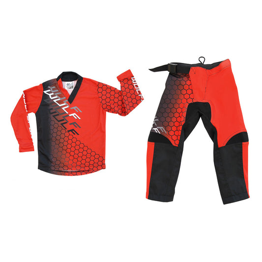 Kids MX Wulfsport 2025 CONNECT Motocross Shirt Pant Trouser Red Set #1