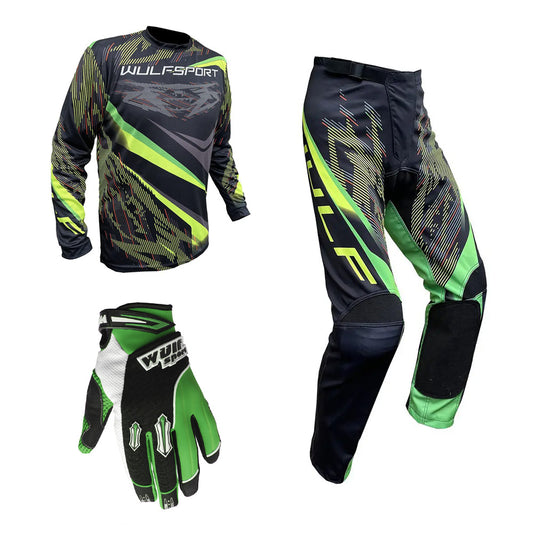 Adult MX Wulfsport 2026 WARHAMMER Motocross Shirt Pant Glove Green Set #2