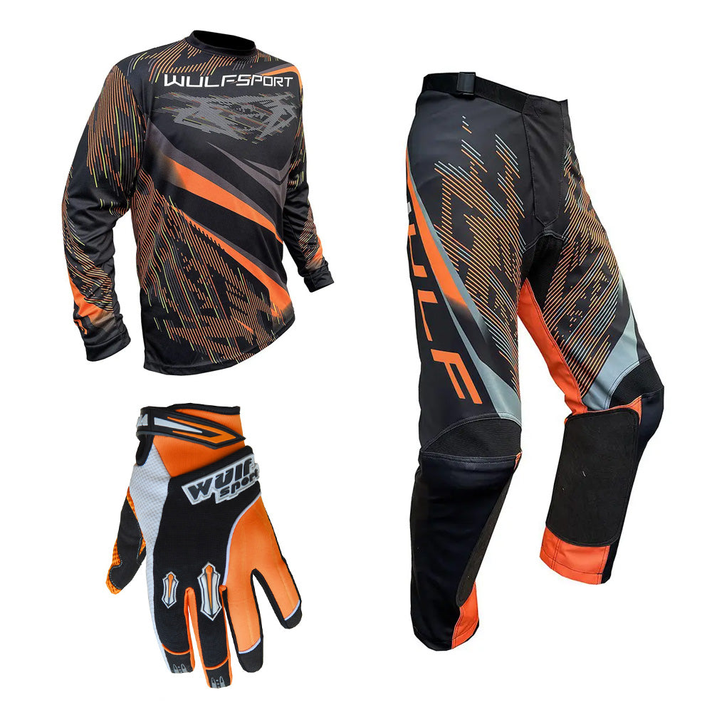 Adult MX Wulfsport 2026 WARHAMMER Motocross Shirt Pant Glove Orange Set #2