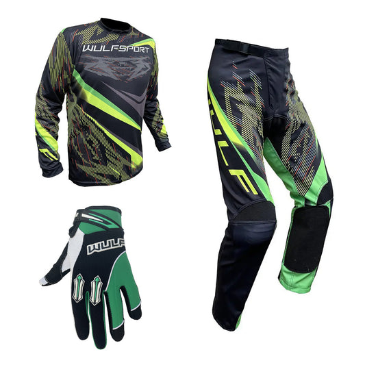 Adult MX Wulfsport 2026 WARHAMMER Motocross Shirt Pant Glove Green Set #2