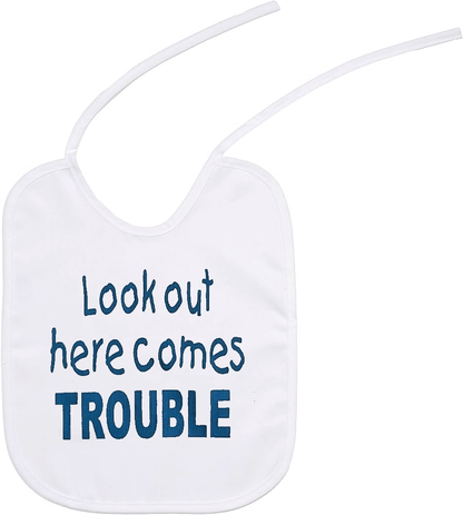 Look Out Here Comes Trouble Tie Bib