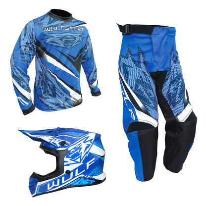 Kids MX Wulfsport 2026 WARHAMMER Motocross Shirt, Trouser & Helmet Blue Set #3