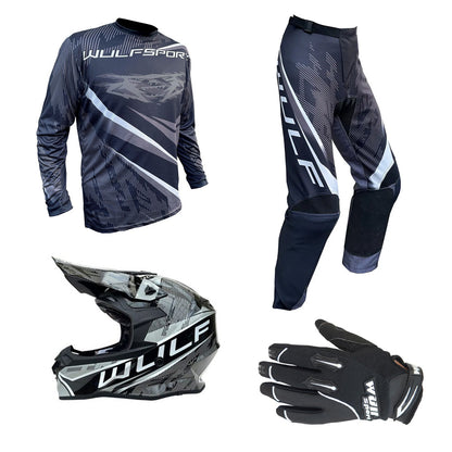 Adult MX Wulfsport 2026 WARHAMMER Motocross Shirt Pant Glove Helmet Black Set #3