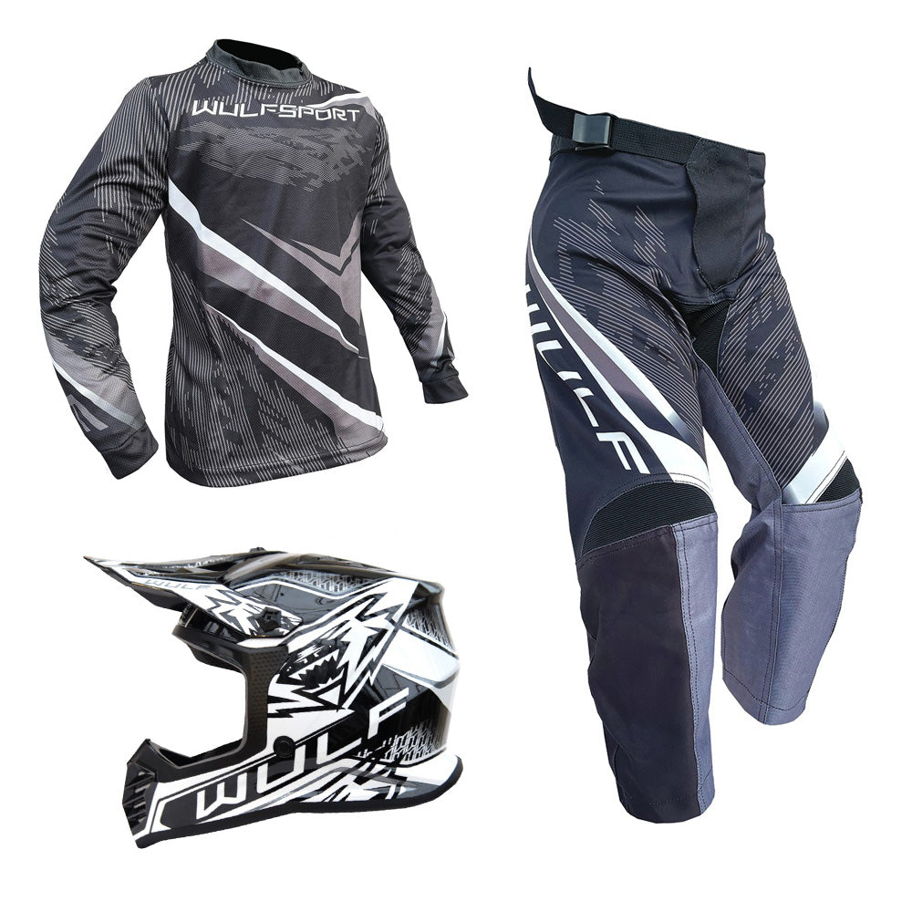 Kids MX Wulfsport 2026 WARHAMMER Motocross Shirt, Trouser & Helmet Black Set #3