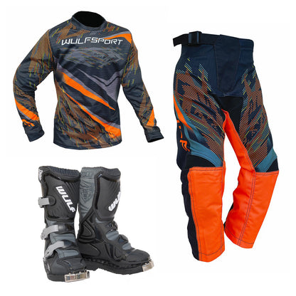 Kids MX Wulfsport 2026 WARHAMMER Motocross Shirt Pant Boots Orange Set #4