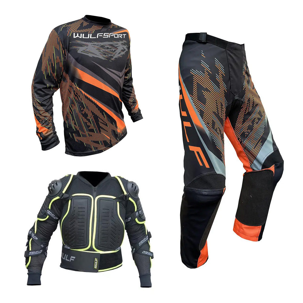 Adult MX Wulfsport 2026 WARHAMMER Motocross Shirt Pant Defender Jacket Orange Set #4