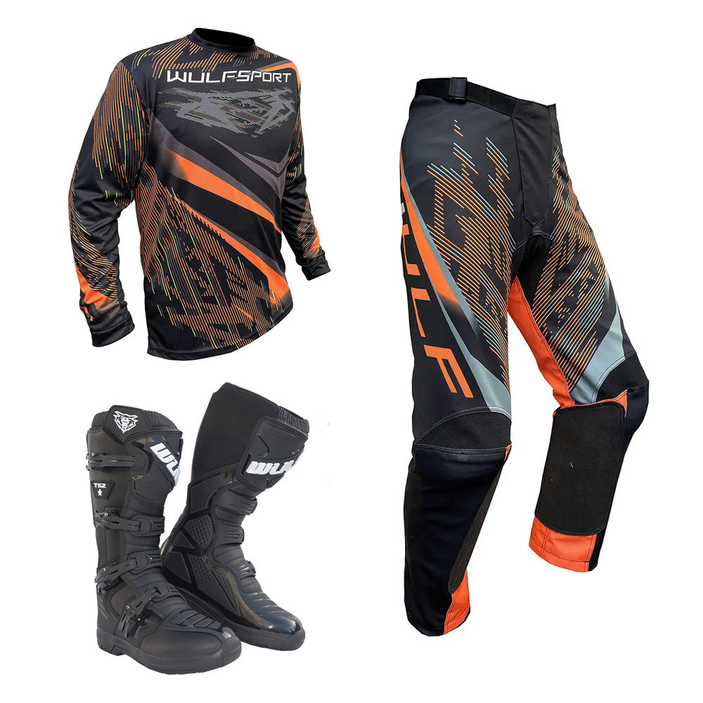 Adult MX Wulfsport 2026 WARHAMMER Motocross Shirt Pant Boots Orange Set #5