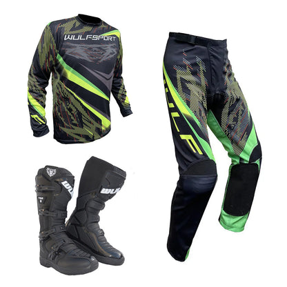 Adult MX Wulfsport 2026 WARHAMMER Motocross Shirt Pant Boots Green Set #5