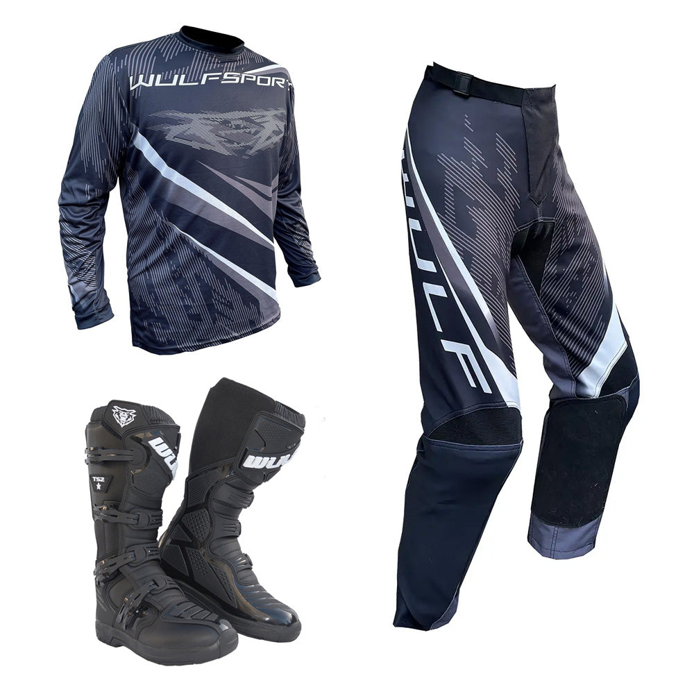 Adult MX Wulfsport 2026 WARHAMMER Motocross Shirt Pant Boots Black Set #5
