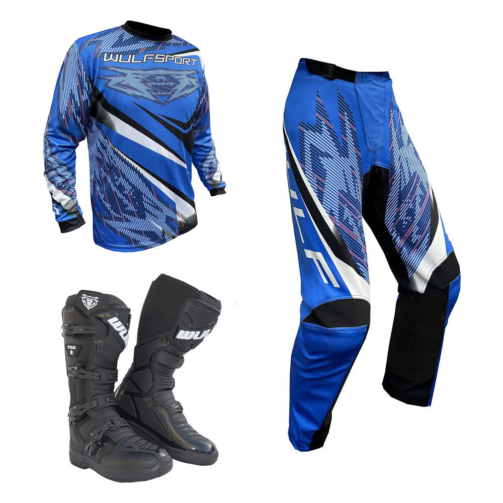 Adult MX Wulfsport 2026 WARHAMMER Motocross Shirt Pant Boots Blue Set #5