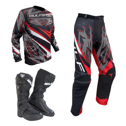 Adult MX Wulfsport 2026 WARHAMMER Motocross Shirt Pant Boots Red Set #5