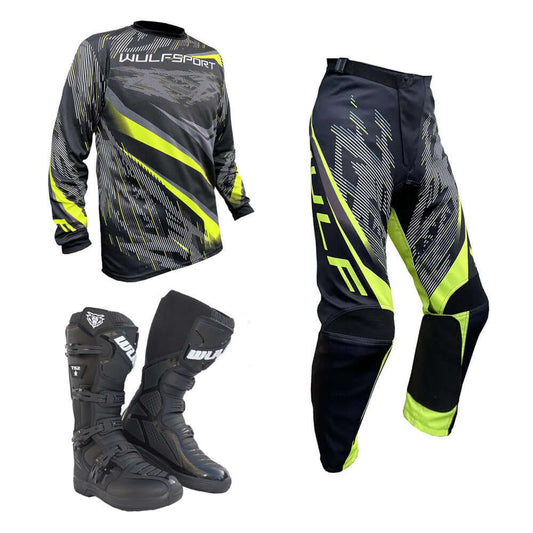 Adult MX Wulfsport 2026 WARHAMMER Motocross Shirt Pant Boots Yellow Set #5