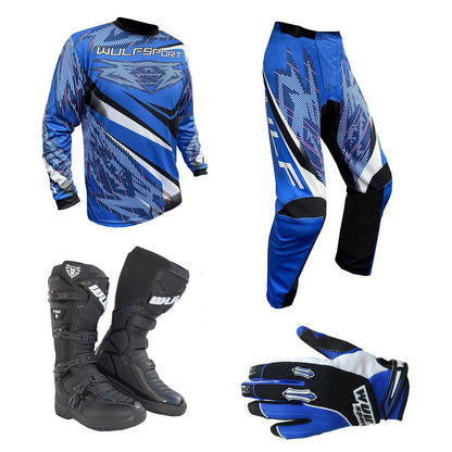 Adult MX Wulfsport 2026 WARHAMMER Motocross Shirt Pant Glove Boots Blue Set #6