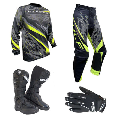 Adult MX Wulfsport 2026 WARHAMMER Motocross Shirt Pant Glove Boots Yellow Set #6